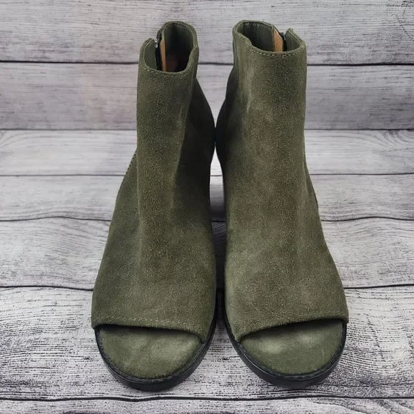 FRYE Women’s Brielle Zip Peep Toe Bootie Boot Forest Size 7 M - Picture 3 of 7